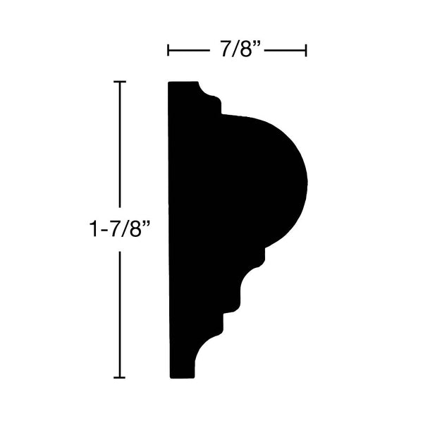 Side View of Panel Molding Molding, product number PA-128-028-1-PO - 7/8" x 1-7/8" Poplar Panel Molding - $1.52/ft sold by American Wood Moldings