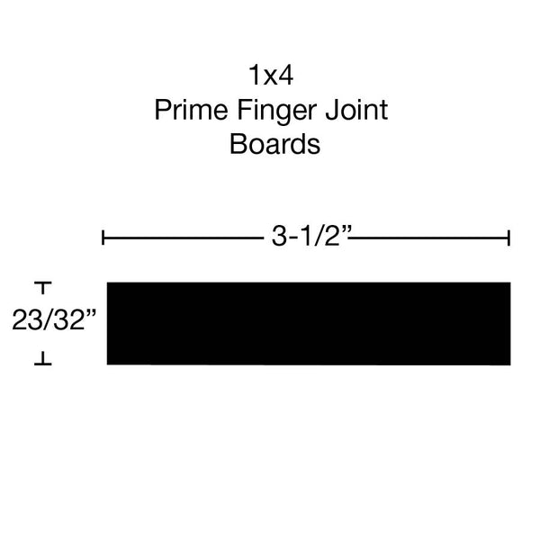 Side View of Standard Size 1x4 Primed Finger Joint Boards - $1.08/ft sold by American Wood Moldings