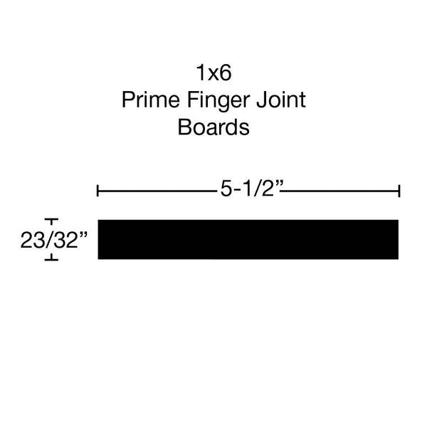 Side View of Standard Size 1x6 Primed Finger Joint Boards - $2.08/ft sold by American Wood Moldings