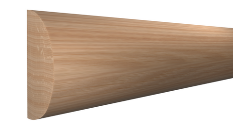 Profile View of Half Round Molding, product number RO-024-012-1-RO - 3/8" x 3/4" Red Oak Half Round - $1.12/ft sold by American Wood Moldings