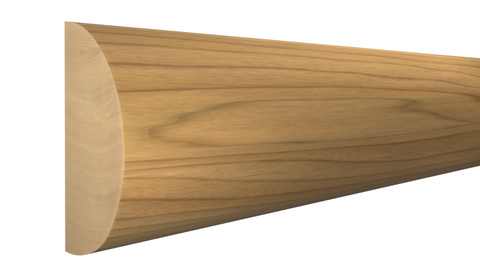 Profile View of Half Round Molding, product number RO-024-012-1-MA - 3/8" x 3/4" Maple Half Round - $1.44/ft sold by American Wood Moldings