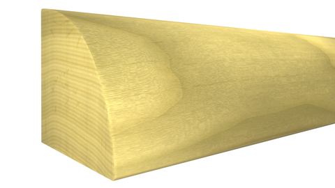 Profile View of Quarter Round Molding, product number RO-024-024-1-PO - 3/4" x 3/4" Poplar Quarter Round - $1.51/ft sold by American Wood Moldings