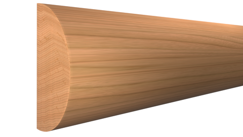 Profile View of Half Round Molding, product number RO-116-024-1-CH - 3/4" x 1-1/2" Cherry Half Round - $3.68/ft sold by American Wood Moldings