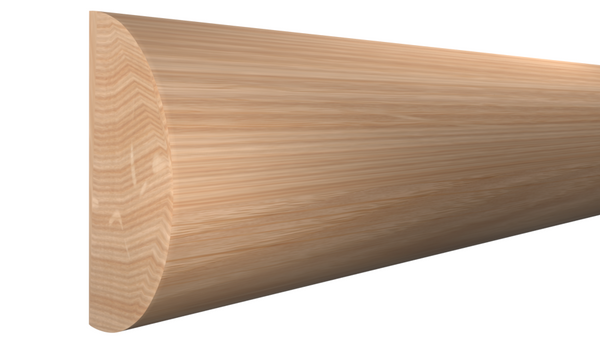 Profile View of Half Round Molding, product number RO-116-024-1-RO - 3/4" x 1-1/2" Red Oak Half Round - $1.96/ft sold by American Wood Moldings