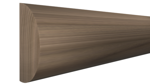 Profile View of Half Round Molding, product number RO-116-024-1-WA - 3/4" x 1-1/2" Walnut Half Round - $5.17/ft sold by American Wood Moldings