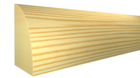 Profile View of Shoe Molding, product number SH-024-016-1-CP - 1/2" x 3/4" Clear Pine Shoe - $0.52/ft sold by American Wood Moldings