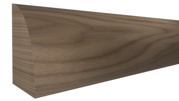 Profile View of Shoe Molding, product number SH-024-016-1-WA - 1/2" x 3/4" Walnut Shoe - $2.88/ft sold by American Wood Moldings