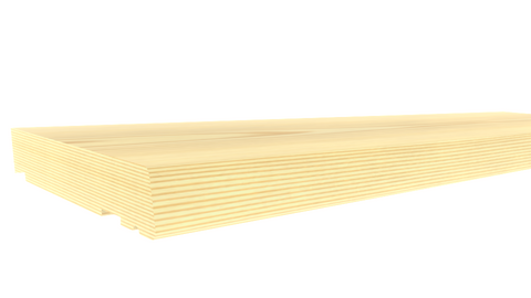 Profile View of Stool Molding, product number SL-702-108-1-CP - 1-1/4" x 7-1/16" Clear Pine Stool - $9.03/ft sold by American Wood Moldings