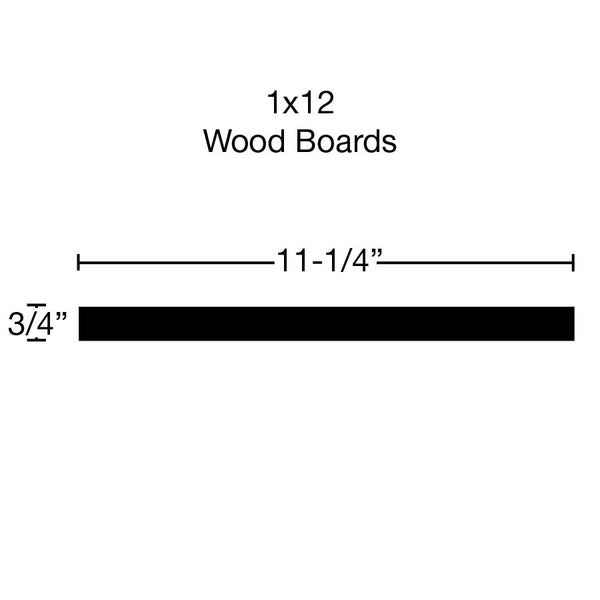 Side View of Standard Size 1x12 Red Oak Boards - $8.68/ft sold by American Wood Moldings