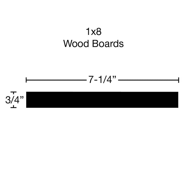 Side View of Standard Size 1x8 Cherry Boards - $7.56/ft sold by American Wood Moldings