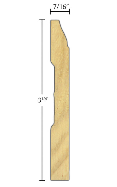 Side View of Base Molding, product number BA-308-014-1-CP - 7/16" x 3-1/4" Clear Pine Base - $0.88/ft sold by American Wood Moldings