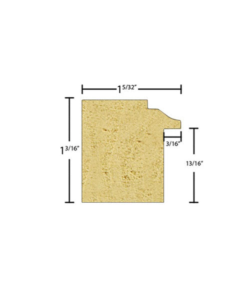 Side View of Backband Molding, product number BB-106-105-1-PO - 1-5/32" x 1-3/16" Poplar Backband - $0.92/ft sold by American Wood Moldings