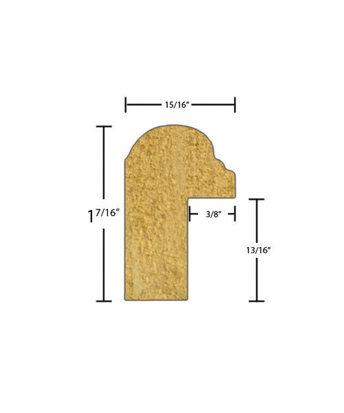Side View of Backband Molding, product number BB-114-030-1-PO - 15/16" x 1-7/16" Poplar Backband - $0.92/ft sold by American Wood Moldings