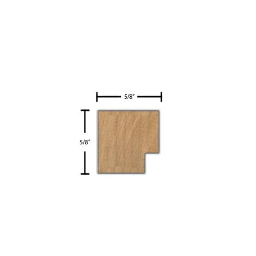 Side View of Decorative Carved Molding, product number DC-020-020-1-BE - 5/8" x 5/8" Beech Decorative Carved Molding - $2.76/ft sold by American Wood Moldings