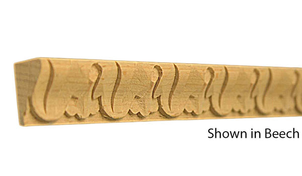Profile View of Decorative Carved Molding, product number DC-026-016-1-BE - 1/2" x 13/16" Beech Decorative Carved Molding - $4.84/ft sold by American Wood Moldings
