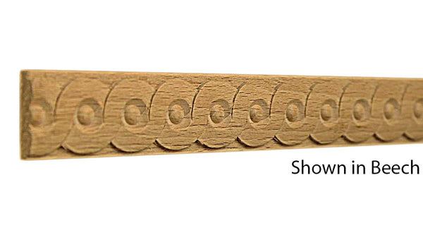 Profile View of Decorative Carved Molding, product number DC-100-008-2-BE - 1/4" x 1" Beech Decorative Carved Molding - $4.40/ft sold by American Wood Moldings