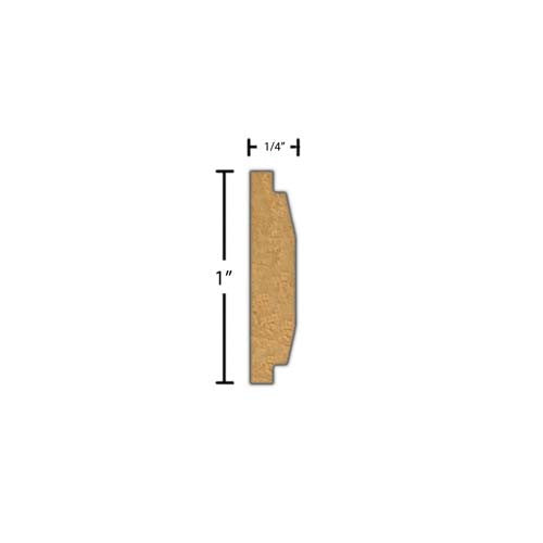 Side View of Decorative Carved Molding, product number DC-100-008-2-BE - 1/4" x 1" Beech Decorative Carved Molding - $4.40/ft sold by American Wood Moldings