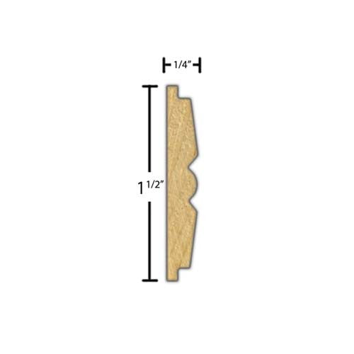 Side View of Decorative Carved Molding, product number DC-116-008-1-BE - 1/4" x 1-1/2" Beech Decorative Carved Molding - $4.64/ft sold by American Wood Moldings