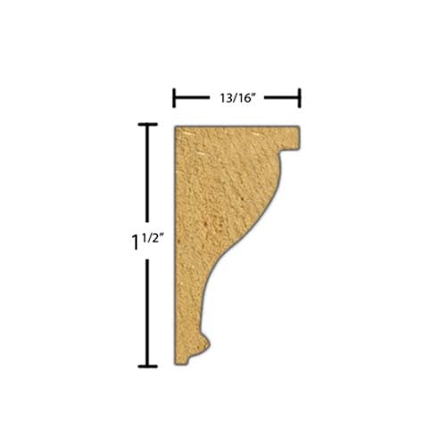 Side View of Decorative Embossed Molding, product number DE-116-026-1-BE - 13/16" x 1-1/2" Beech Decorative Embossed Molding - $4.16/ft sold by American Wood Moldings