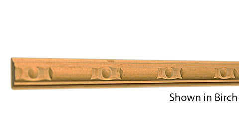 Profile View of Decorative Carved Molding, product number DC-024-012-5-BI - 3/8" x 3/4" Birch Decorative Carved Molding - $3.72/ft sold by American Wood Moldings