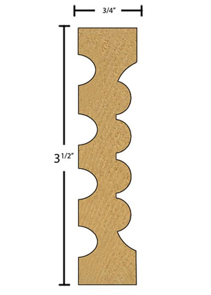 Side view of casing molding, product number CA384 3/4"x3-1/2" Maple $3.52/ft. sold by American Wood Moldings