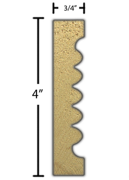 Side View of Casing Molding, product number CA-400-024-3-MA - 3/4" x 4" Maple Casing - $3.96/ft sold by American Wood Moldings