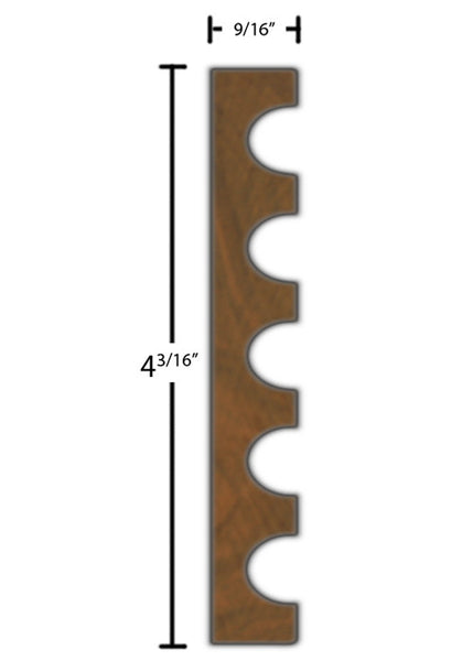 Side View of Casing Molding, product number CA-406-018-1-WA - 9/16" x 4-3/16" Walnut Casing - $12.28/ft sold by American Wood Moldings