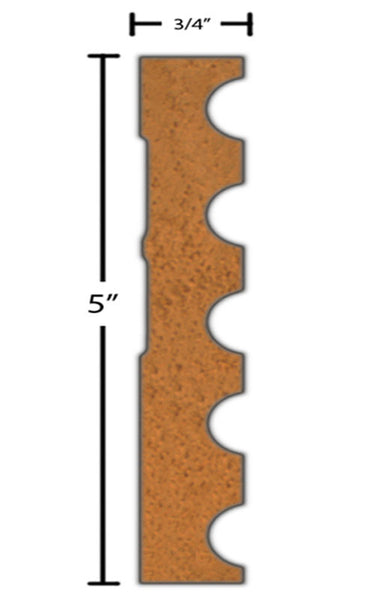 Side View of Casing Molding, product number CA-500-024-2-HMH - 3/4" x 5" Honduras Mahogany Casing - $13.04/ft sold by American Wood Moldings