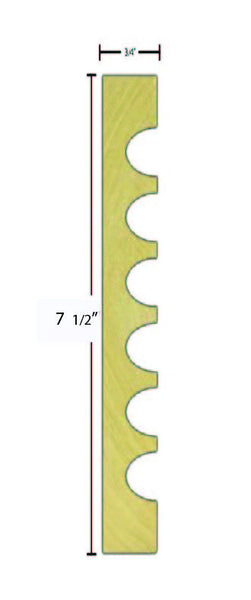 Side View of Casing Molding, product number CA-716-024-1-PO - 3/4" x 7-1/2" Poplar Casing - $3.16/ft sold by American Wood Moldings