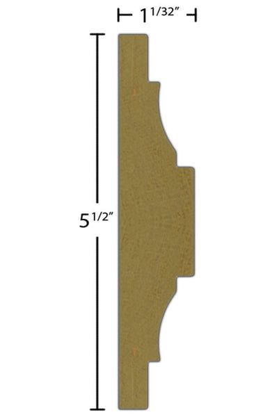 Side View of Chair Rail Molding, product number CH-516-101-1-PO - 1-1/32" x 5-1/2" Poplar Chair Rail - $5.24/ft sold by American Wood Moldings