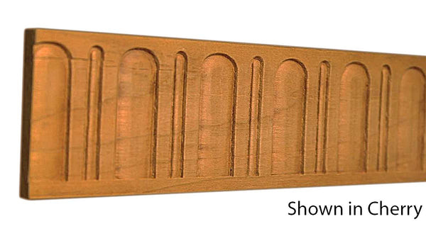 Profile View of Decorative Carved Molding, product number DC-200-008-1-CH - 1/4" x 2" Cherry Decorative Carved Molding - $9.88/ft sold by American Wood Moldings