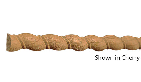 Profile View of Decorative Carved Molding, product number DC-024-012-1-CH - 3/8" x 3/4" Cherry Decorative Carved Molding - $3.72/ft sold by American Wood Moldings