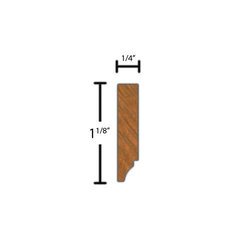 Side View of Decorative Dentil Molding, product number DD-104-008-4-CH - 1/4" x 1-1/8" Cherry Decorative Dentil Molding - $3.24/ft sold by American Wood Moldings