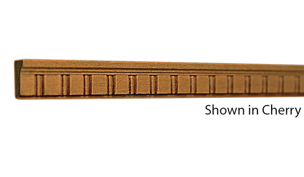 Profile View of Decorative Embossed Molding, product number DE-016-008-1-CH - 1/4" x 1/2" Cherry Decorative Embossed Molding - $1.44/ft sold by American Wood Moldings