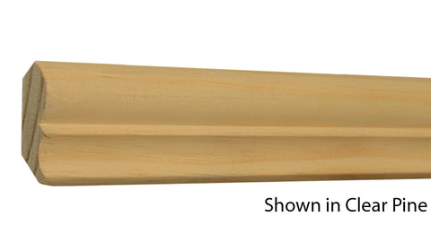 Profile View of Crown Molding, product number CR-124-018-1-CP - 9/16" x 1-3/4" Clear Pine Crown - $1.08/ft sold by American Wood Moldings
