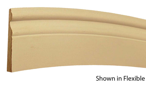 Profile View of Flexible Base Molding, product number BA-408-020-3-FL - 5/8" x 4-1/4" Smooth Urethane Flexible Base - $16.69/ft sold by American Wood Moldings