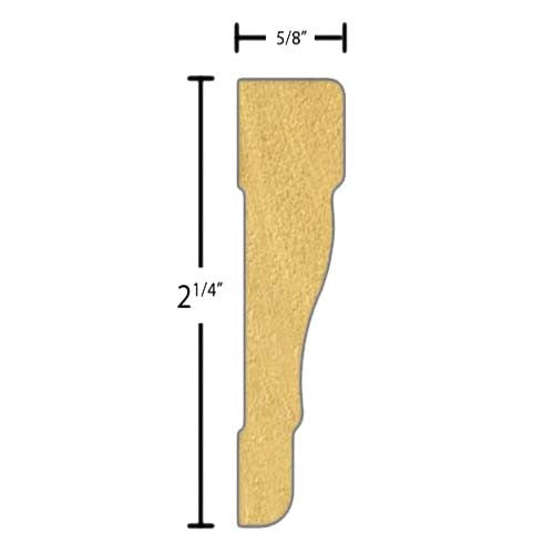Side View of Flexible Casing Molding, product number CA-208-020-1-FL - 5/8" x 2-1/4" Smooth Urethane Flexible Casing - $7.03/ft sold by American Wood Moldings