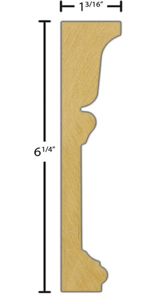 Side View of Flexible Casing Molding, product number CA-608-106-1-FL - 1-3/16" x 6-1/4" Smooth Urethane Flexible Casing - $33.72/ft sold by American Wood Moldings