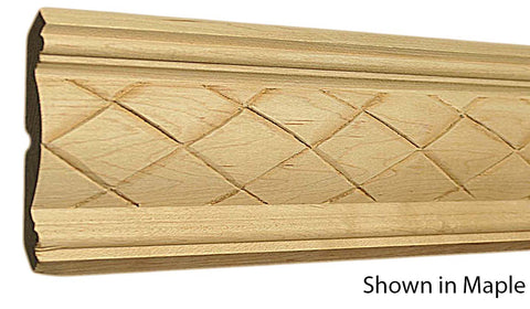 Profile View of Decorative Carved Molding, product number DC-418-026-1-MA - 13/16" x 4-9/16" Maple Decorative Carved Molding - $19.64/ft sold by American Wood Moldings
