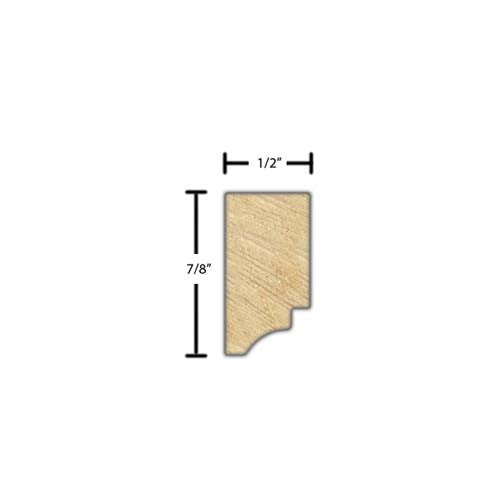 Side View of Decorative Dentil Molding, product number DD-028-016-1-MA - 1/2" x 7/8" Maple Decorative Dentil Molding - $2.52/ft sold by American Wood Moldings