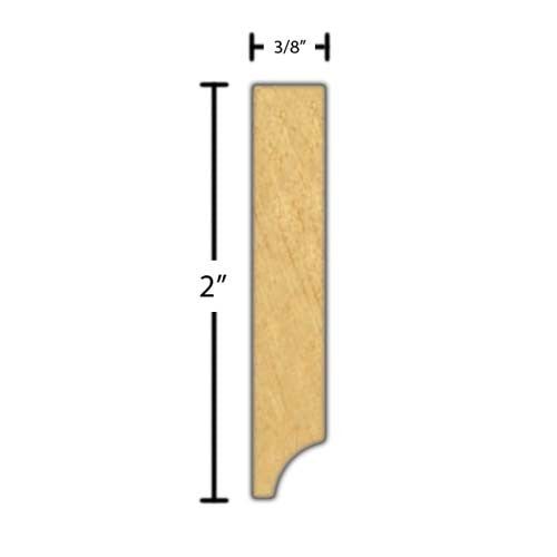 Side View of Decorative Dentil Molding, product number DD-200-012-1-MA - 3/8" x 2" Maple Decorative Dentil Molding - $5.76/ft sold by American Wood Moldings