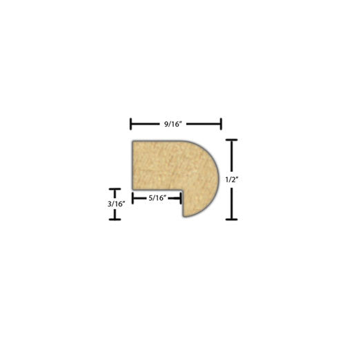 Side View of Decorative Embossed Molding, product number DE-016-018-1-MA - 9/16" x 1/2" Maple Decorative Embossed Molding - $1.80/ft sold by American Wood Moldings
