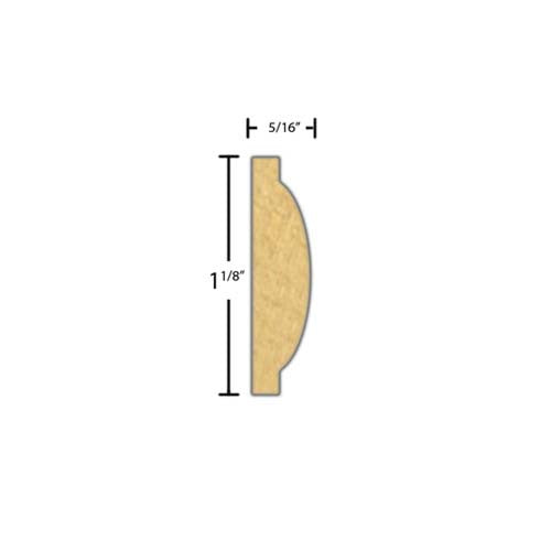 Side View of Decorative Embossed Molding, product number DE-104-010-1-MA - 5/16" x 1-1/8" Maple Decorative Embossed Molding - $3.60/ft sold by American Wood Moldings