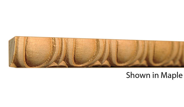 Profile View of Decorative Embossed Molding, product number DE-016-012-2-MA - 3/8" x 1/2" Maple Decorative Embossed Molding - $1.44/ft sold by American Wood Moldings