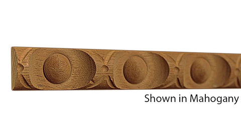 Profile View of Decorative Carved Molding, product number DC-100-016-2-HMH - 1/2" x 1" Honduras Mahogany Decorative Carved Molding - $4.96/ft sold by American Wood Moldings