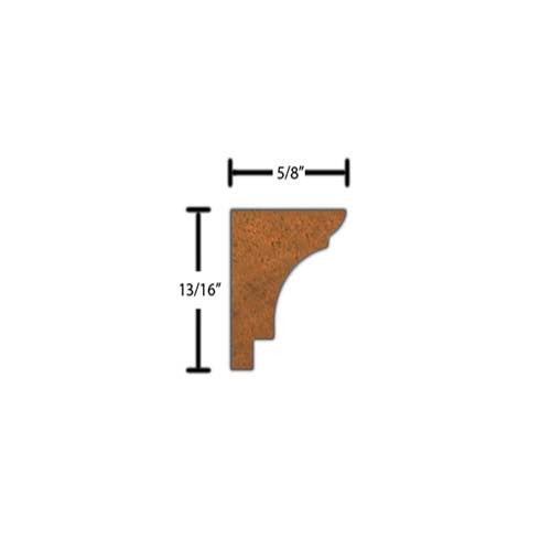 Side View of Decorative Carved Molding, product number DC-026-020-1-HMH - 5/8" x 13/16" Honduras Mahogany Decorative Carved Molding - $4.04/ft sold by American Wood Moldings