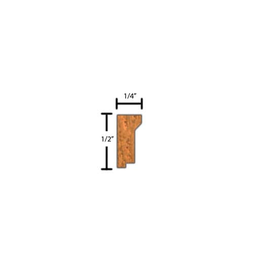 Side View of Decorative Embossed Molding, product number DE-016-008-1-HMH - 1/4" x 1/2" Honduras Mahogany Decorative Embossed Molding - $1.44/ft sold by American Wood Moldings