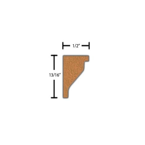 Side View of Decorative Embossed Molding, product number DE-026-016-2-HMH - 1/2" x 13/16" Honduras Mahogany Decorative Embossed Molding - $2.36/ft sold by American Wood Moldings