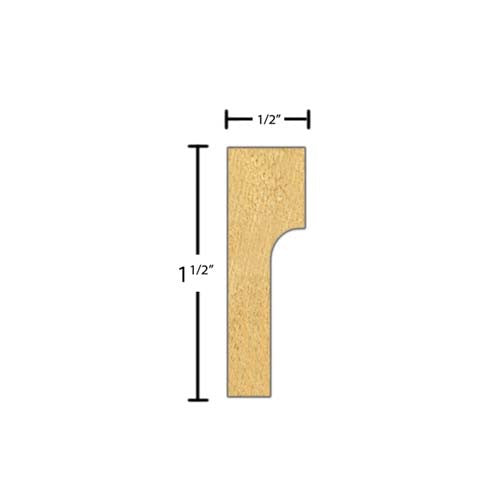 Side View of Decorative Carved Molding, product number DC-116-016-4-CP - 1/2" x 1-1/2" Clear Pine Decorative Carved Molding - $4.76/ft sold by American Wood Moldings