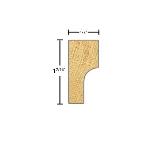 Side View of Decorative Carved Molding, product number DC-114-016-1-CP - 1/2" x 1-7/16" Clear Pine Decorative Carved Molding - $4.56/ft sold by American Wood Moldings
